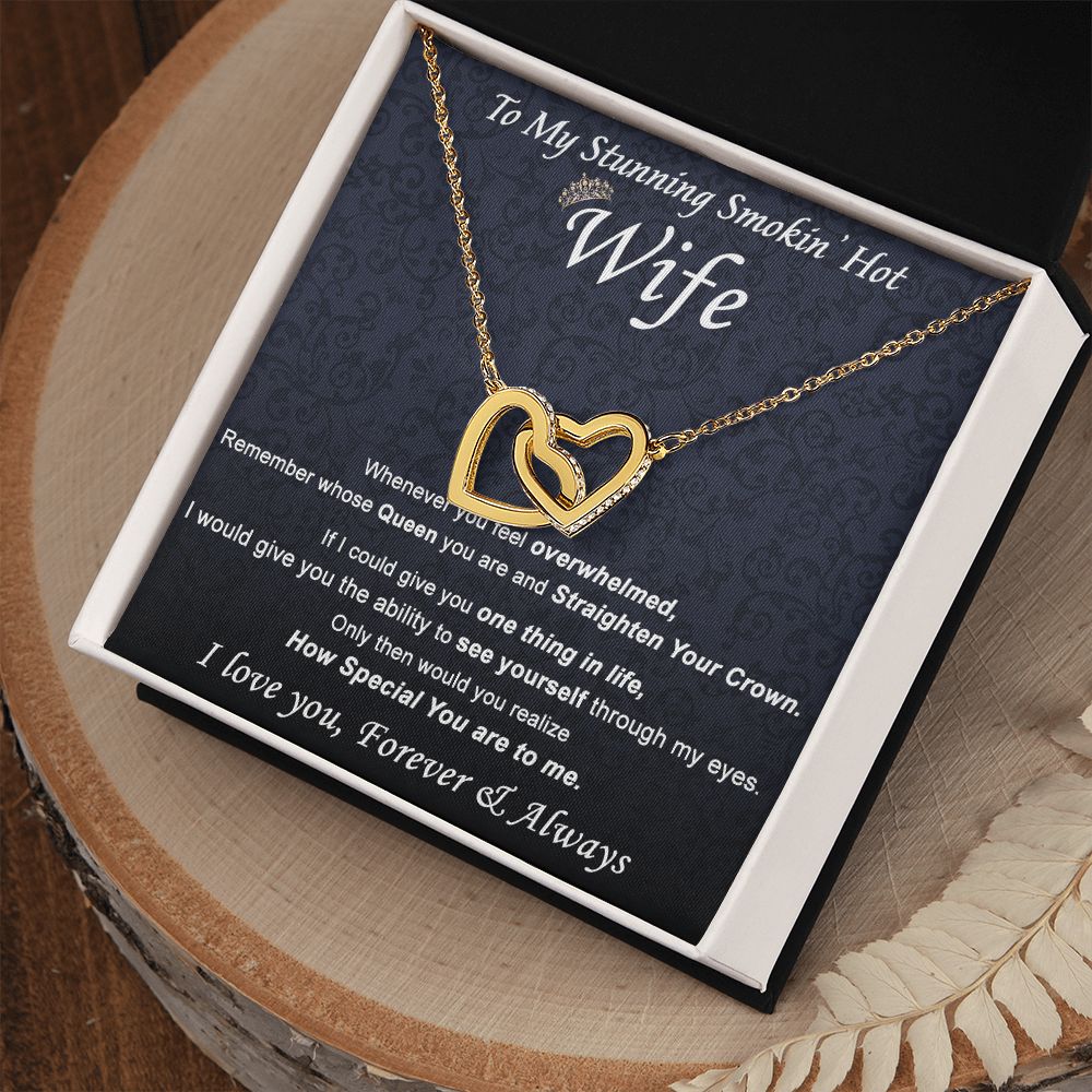 To My Wife Necklace from Husband, Personalized Necklace for Women, Luxury Necklace for Wife from Man Men, Wedding Anniversary Present For Wife, Beautiful Wife Jewelry Christmas Birthday Gift For Wife21 Interlocking Hearts Necklace