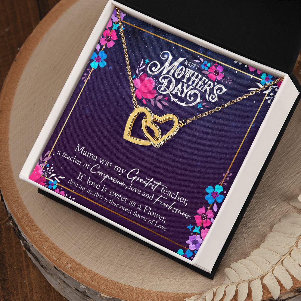 To My Mom Mother Necklace Pendant Gìt From Daughter Or Son Happy Mothers Day Mama Was My Greatest Teacher With Message Card Gift For Mom Interlocking Hearts Necklace