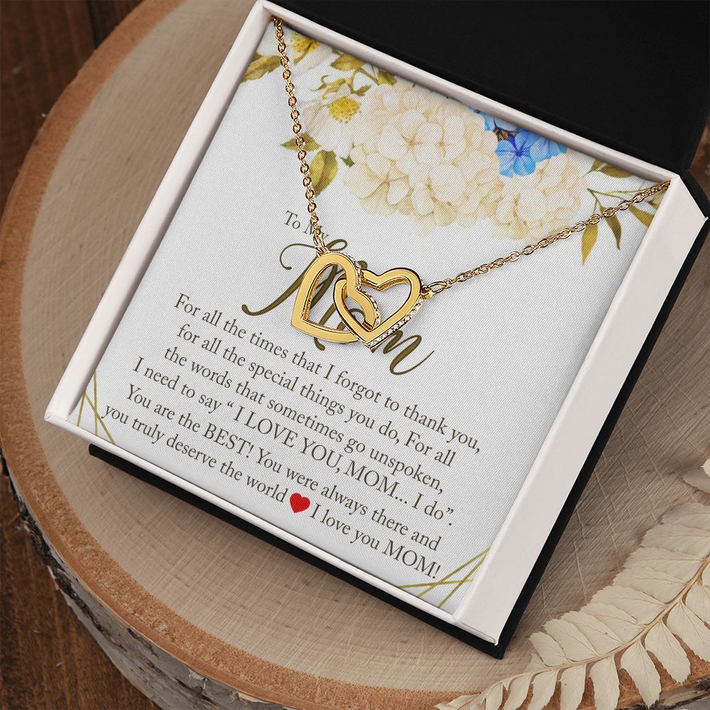 To My Mom Necklace, Gift For Mom, Mother's Day Gift from Daughter, Mom Jewelry Gift for Mothers Day, Birthday Gift for Mother, Moms Gift from Daughter Son, Necklace for Mom Mother 16 Interlocking Hearts Necklace