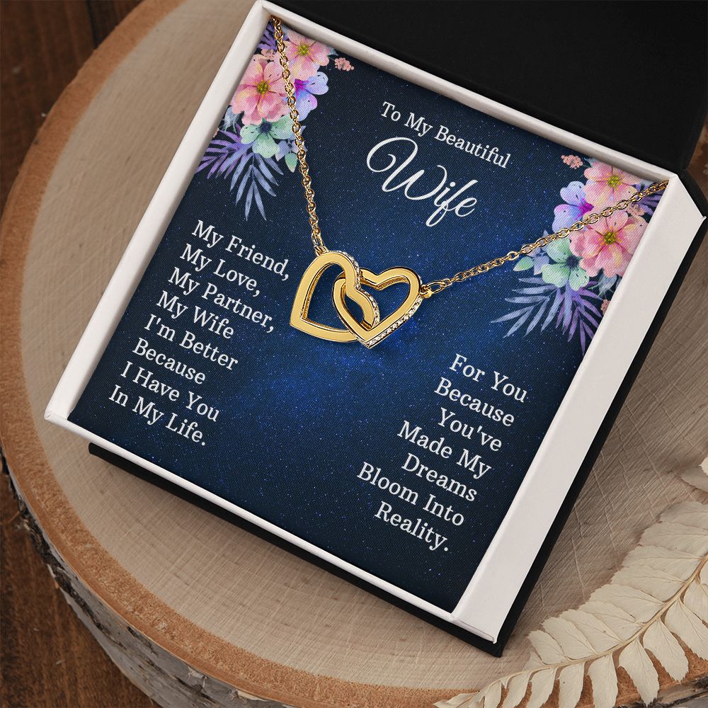 To My Beautiful Wife Necklace, Wedding Anniversary Jewelry For Women, Necklace For Wife from Husband, Gifts For Wife Birthday Gifts Necklace, Jewelry With Message Card In A Gift Box