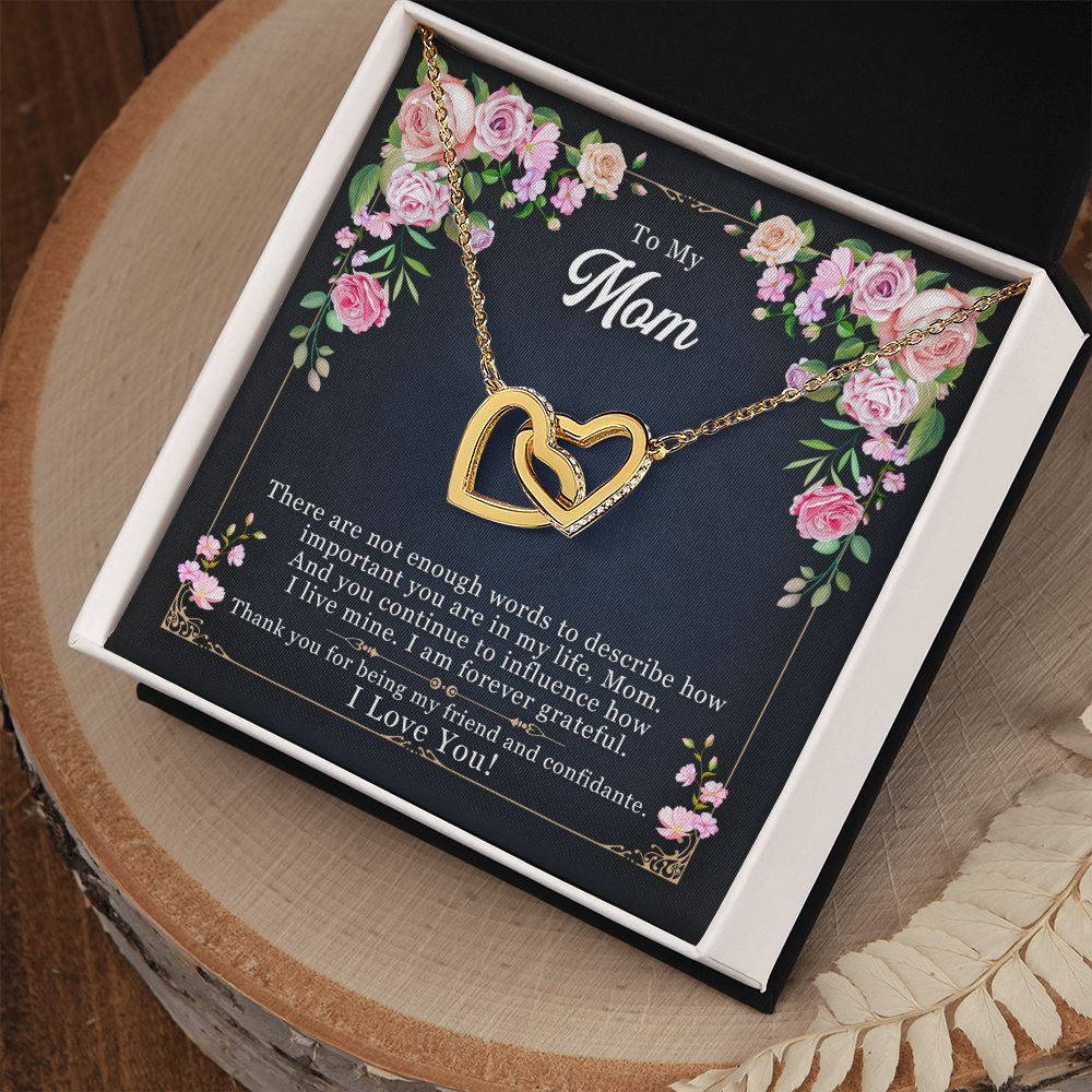 To My Mom Necklace Pendant Gift From Daughter Thank You For Being My Friend And Confidant With Message Card Gift For Mom Interlocking Hearts Necklace