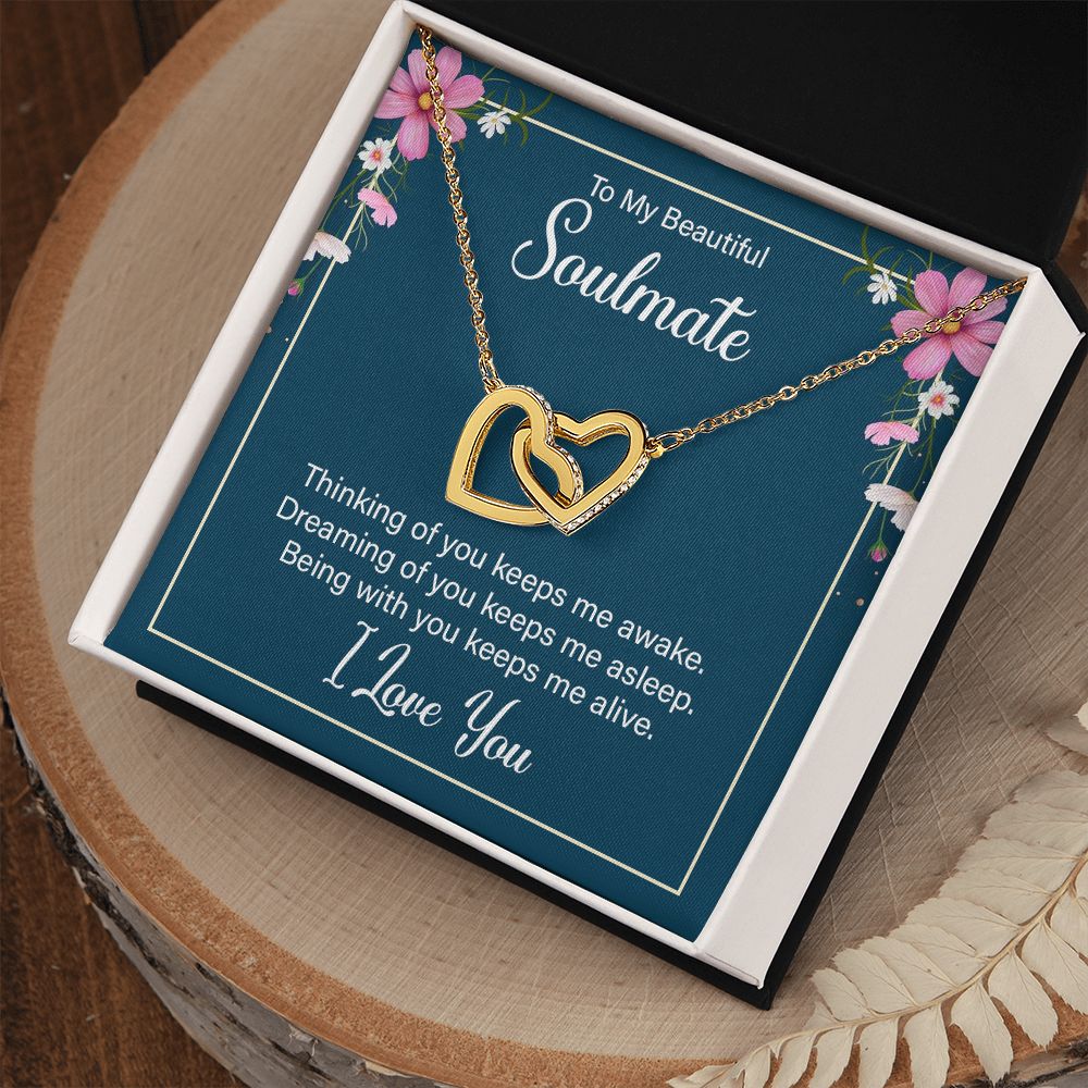 To My Soulmate Necklace for Women Birthday Christmas Jewelry Gifts For My Wife with Message Card Box Personalized Gift Present Pendant for Future Wife Soulmate Girlfriend Love 13 Interlocking Hearts Necklace