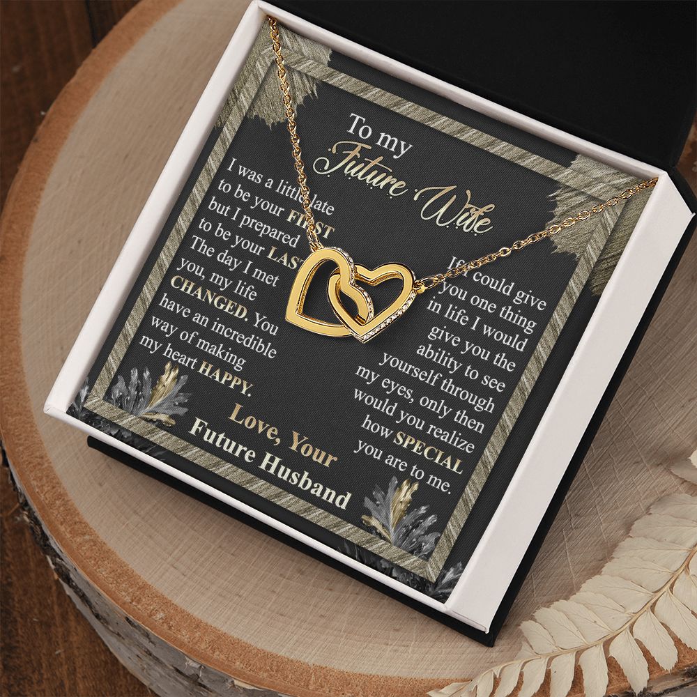 To My Future Wife Necklace from Boyfriend, Personalized Necklace for Women, Luxury Necklace for Girlfriend, Wedding Anniversary Present For Her, Girlfriend Gift Jewelry Christmas Birthday Gift Interlocking Hearts Necklace