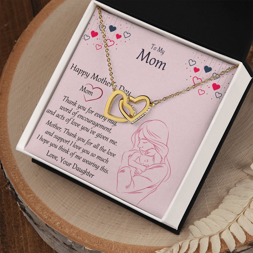 Mom Necklace Gifts for Mom from Daughter to Mom Gifts for Mothers Day from Daughter, To My Mom Necklace from Daughter to Mom Birthday Gifts Necklace with Message Card and Gift Box10 Interlocking Hearts Necklace