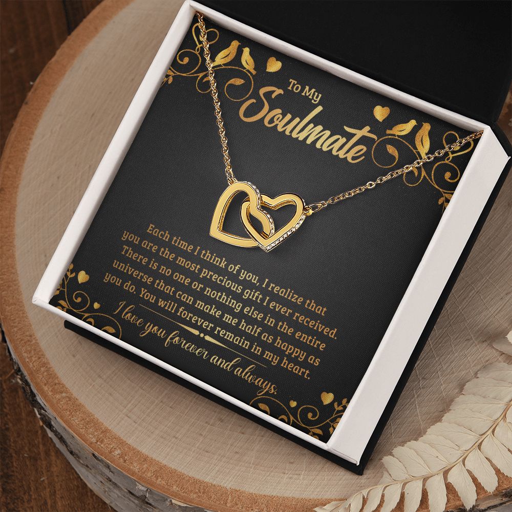 To My Soulmate Necklace for Women Birthday Christmas Jewelry Gifts For My Wife with Message Card Box Personalized Gift Present Pendant for Future Wife Soulmate Girlfriend Love 19 Interlocking Hearts Necklace