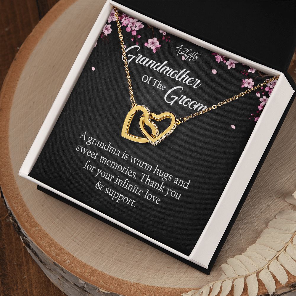 To My Grandmother Necklace, Gift for Grandmother Necklace, Mothers Day Gift For Grandma Nana, Grandma Jewelry From Grandchildren GrandKids , Jewelry Box Gift For Grandma Grandmother Interlocking Hearts Necklace