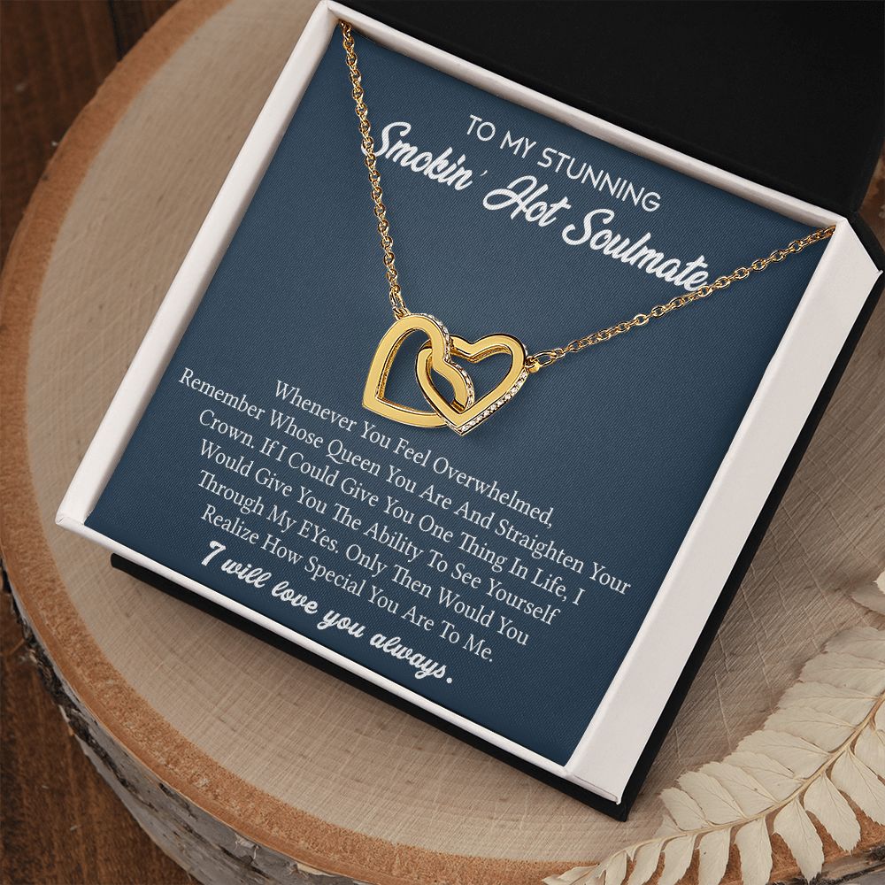 To My Soulmate Necklace for Women Birthday Valentines Day Jewelry Gifts For My Wife with Message Card Box Personalized Gift Present Pendant for Future Wife Soulmate Girlfriend Love 5 Interlocking Hearts Necklace
