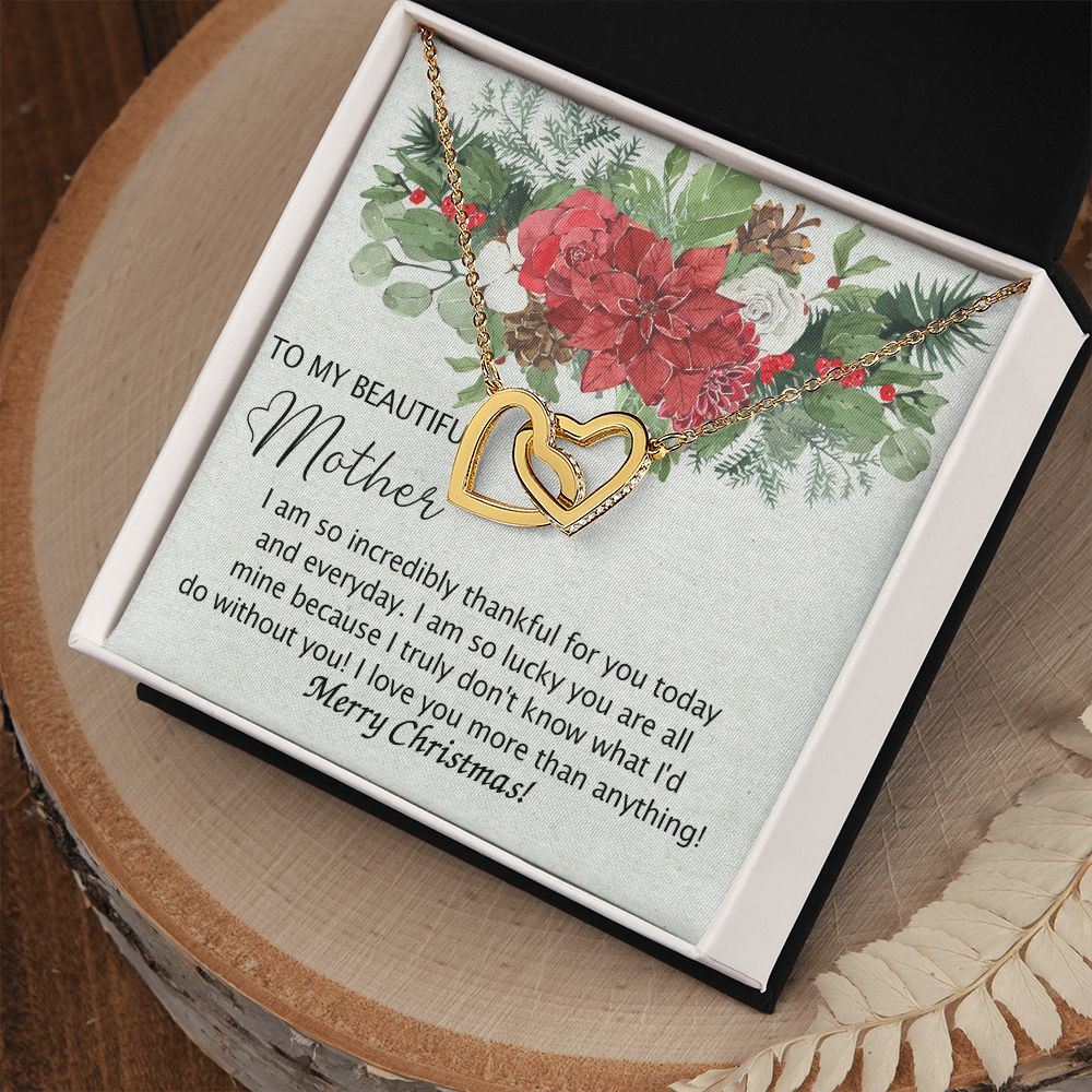 To My Mother Necklace from Daughter Pendant for Mom Christmas Pendant Inspirational Gift from Son to Mom Personalized Necklace Gift for Mother Fiance Christmas Present from Child 301 Interlocking Hearts Necklace