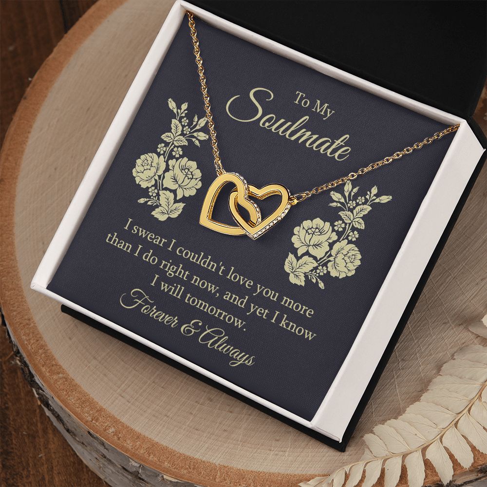 To my soulmate - I swear I couldn't love you Interlocking Hearts Necklace