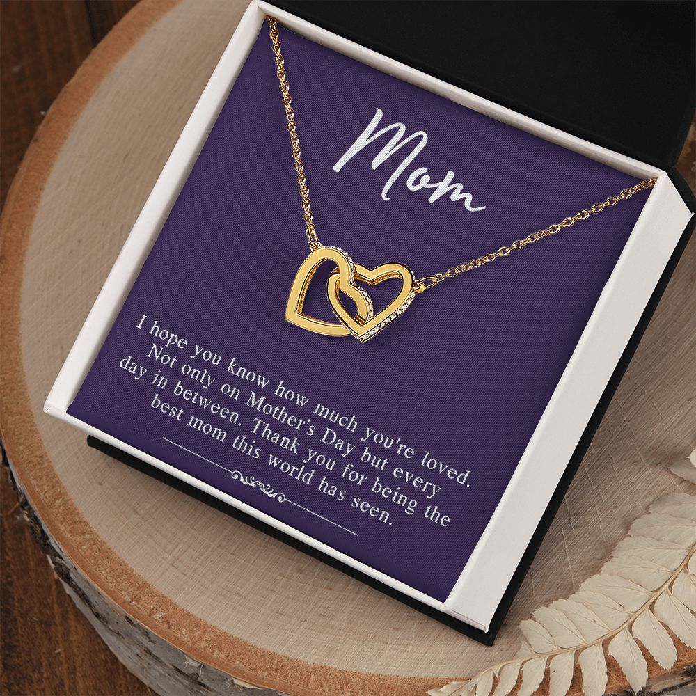 Mom Necklace Gifts for Mom from Daughter to Mom Gifts for Mothers Day from Daughter, To My Mom Necklace from Daughter to Mom Birthday Gifts Necklace with Message Card and Gift Box2239 Interlocking Hearts Necklace