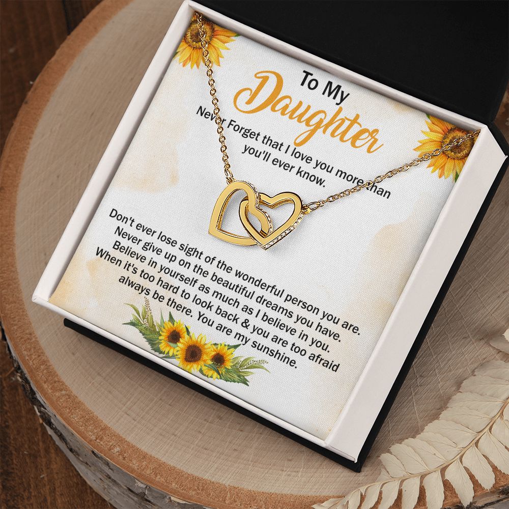Mother Daughter Gift Ideas, To My Daughter Gift Necklace from Mom, Jewelry Pendant Present for Daughter, Birthday Christmas Gift Graduation Gifts for Daughters, Mother and Daughter Necklace 29 Interlocking Hearts Necklace