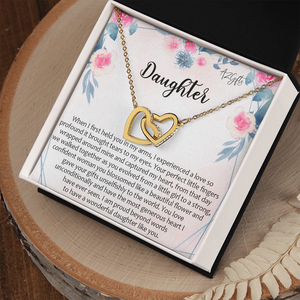 To My Daughter Gift Necklace from Mom, Mother and Daughter Necklace for Girls, Mother Daughter Gift Ideas, Jewelry Pendant Interlocking Hearts Necklace