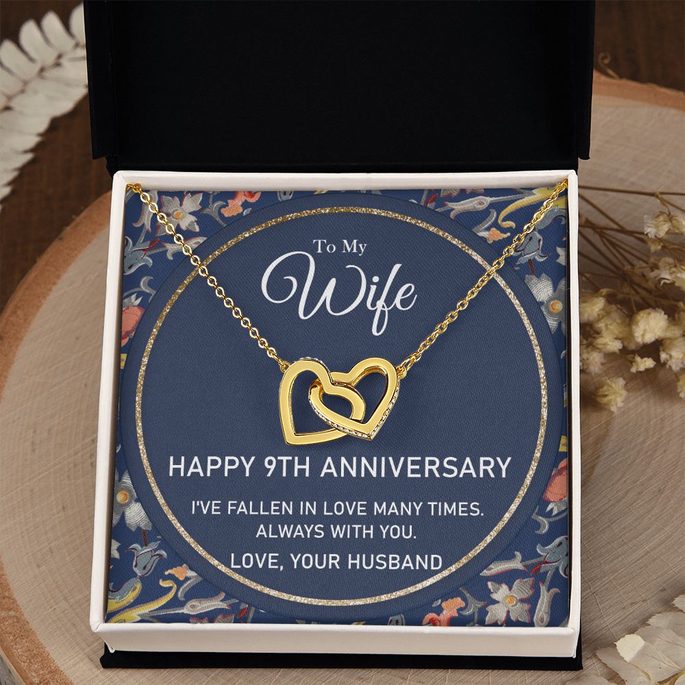 To My Wife Necklace from Husband, Personalized Necklace for Women, Luxury Necklace for Wife from Man Men, Wedding Anniversary Present For Wife, Beautiful Wife Jewelry Christmas Birthday Gifts For Wife6 Interlocking Hearts Necklace