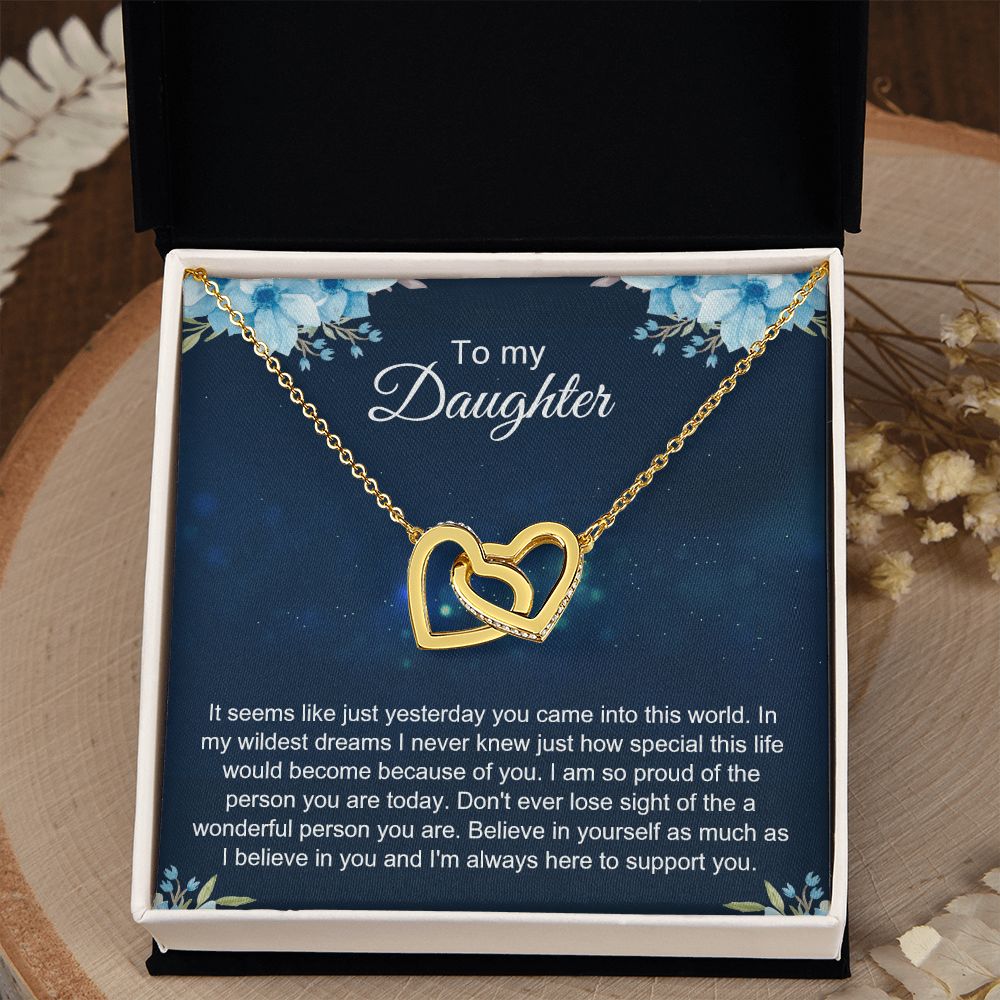 To My Daughter Gift Necklace from Mom, Mother and Daughter Necklace for Girls, Mother Daughter Gift Ideas, Jewelry Pendant Interlocking Hearts Necklace