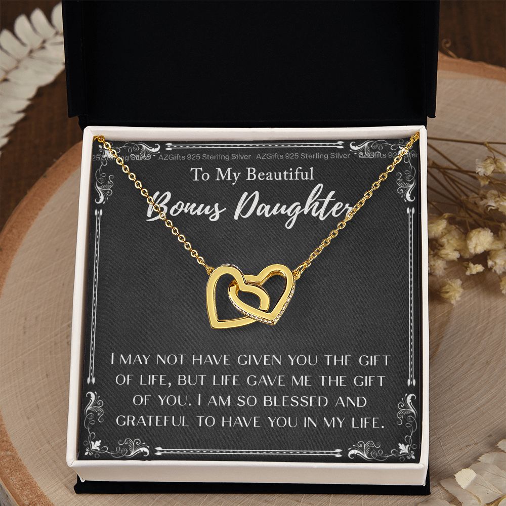 Personalized Gift - To My Bonus Daughter - Interlocking Hearts Necklace, Step daughter, Adopted daughter, daughter in law gift, future daughter Interlocking Hearts Necklace