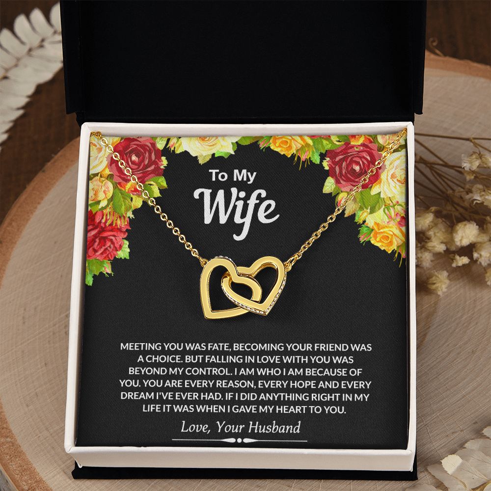 To My Wife Necklace from Husband Jewelry Gift For Wife Valentines Gift for Her Interlocking Hearts Necklace