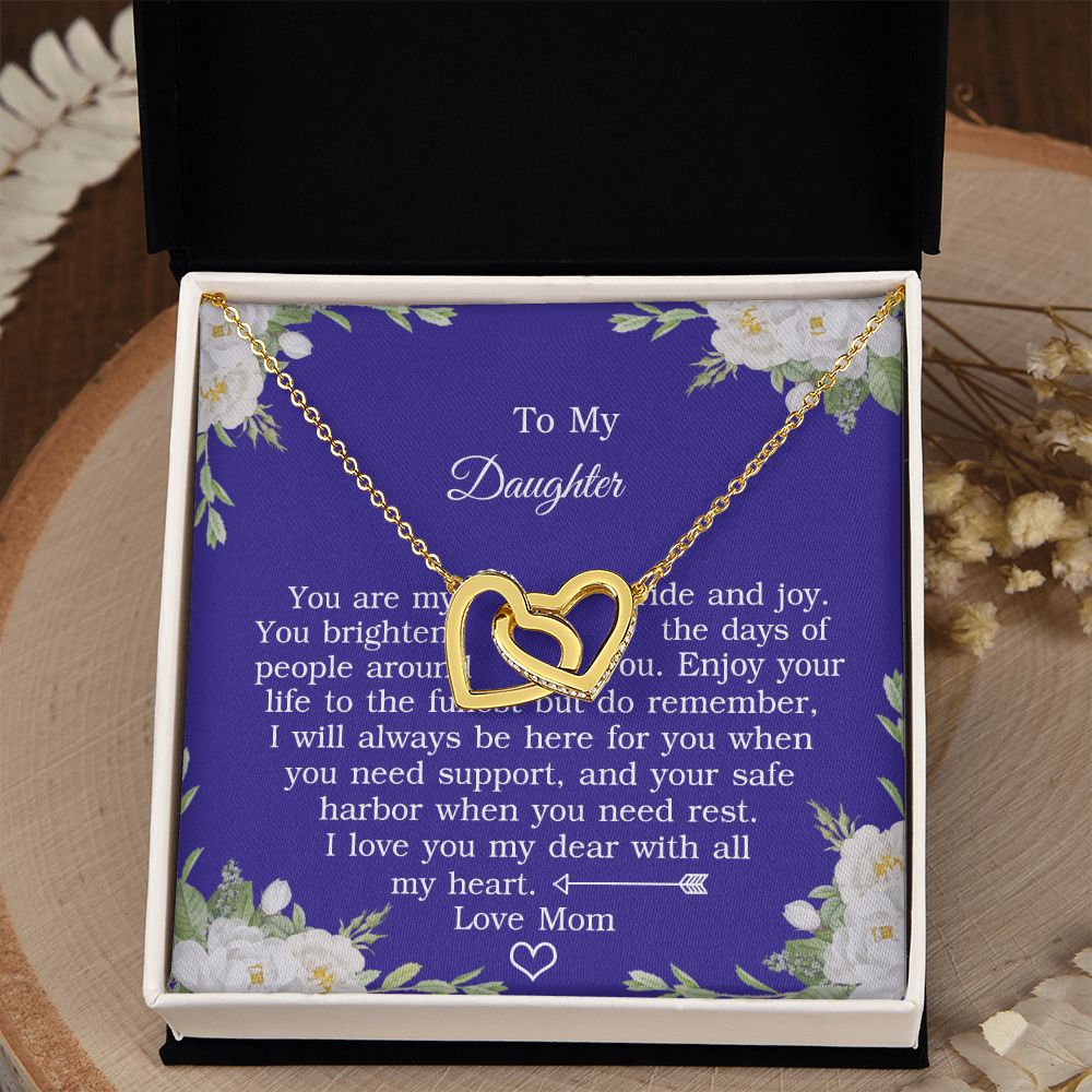 Mother Daughter Gift Ideas, To My Daughter Gift Necklace from Mom, Jewelry Pendant Present for Daughter, Birthday Christmas Gift Graduation Gifts for Daughters, Mother and Daughter Necklace 2137 Interlocking Hearts Necklace