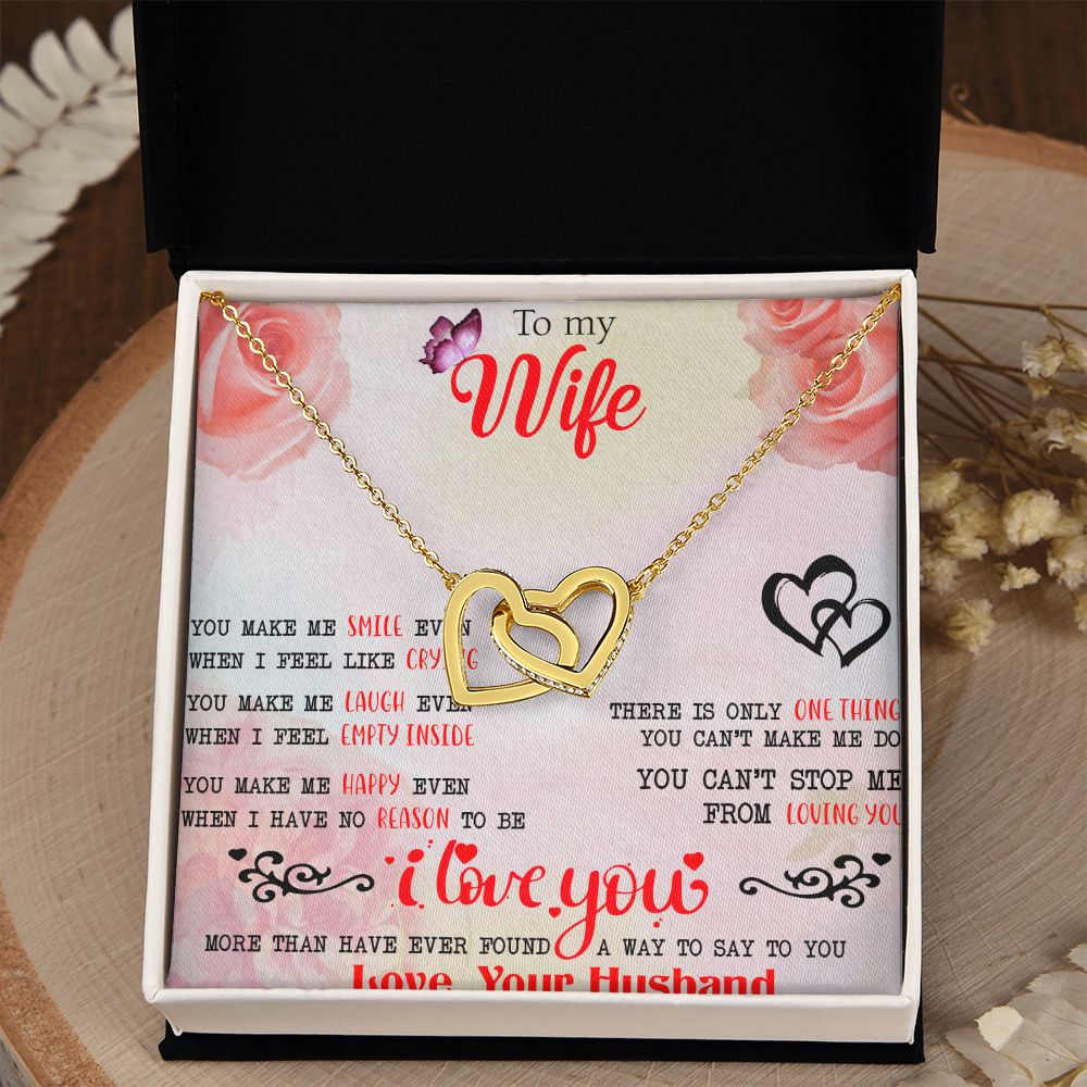 To My Wife Necklace, Wedding Anniversary Jewelry For Women, Necklace For Wife from Husband, Gift For Wife Birthday Gifts From Husband Necklace, Jewelry With Message Card In A Gift Box3 Interlocking Hearts Necklace