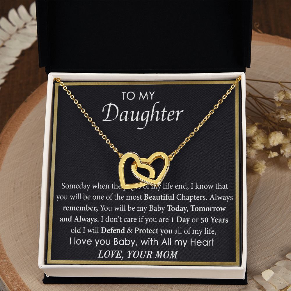 Mother Daughter Gift Ideas, To My Daughter Gift Necklace from Mom, Jewelry Pendant Present for Daughter, Birthday Christmas Gift Graduation Gifts for Daughters, Mother and Daughter Necklace 2136 Interlocking Hearts Necklace
