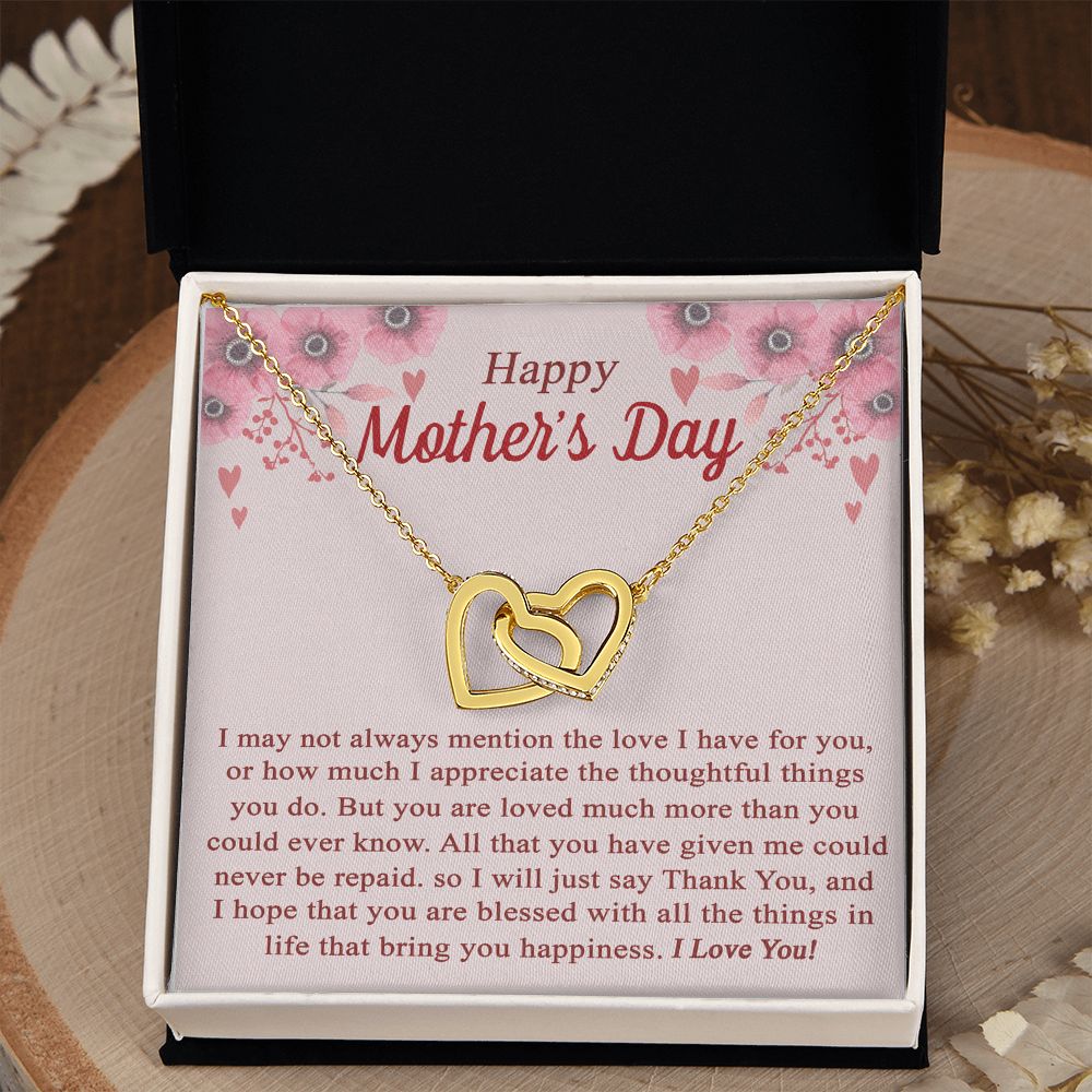 vTo My Mom Angel Mother Necklace Pendant Gift From Daughter Or Son With Message Card Gift For Mom Interlocking Hearts Necklace