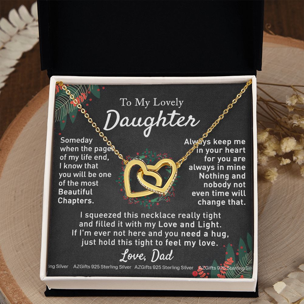 To My Daughter Necklace from Dad Father to Daughter Necklace for Daughter Gift for Daughter Wedding Gift Daughter Jewelry for Daughter Present for Christmas Birthday Gift Interlocking Hearts Necklace