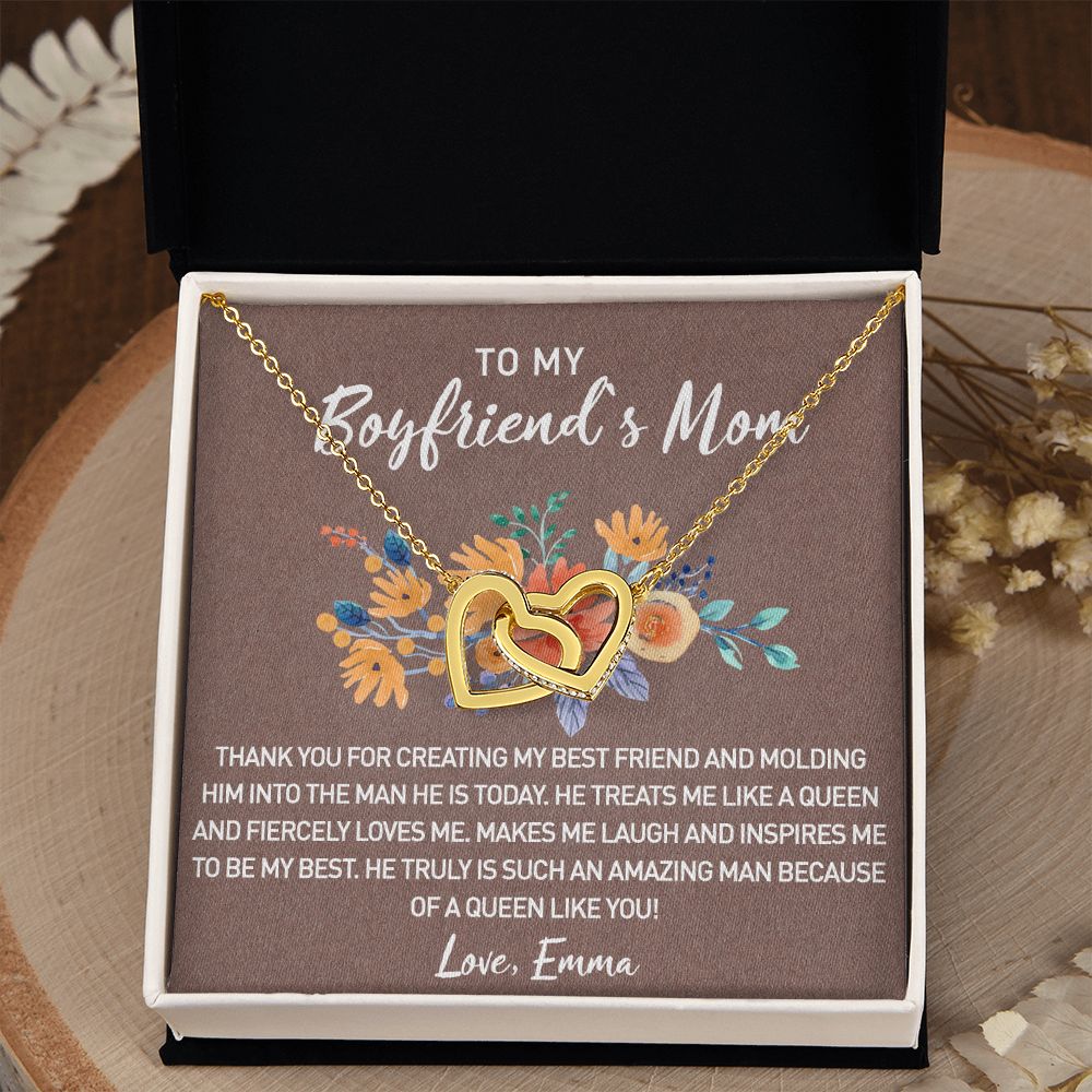 Gift for Boyfriend's Mom, Boyfriend Mom Gift, To My Boyfriends Mom's Gift, Mother's Day Gift for Boyfriends Mom, Boyfriend Mom Interlocking Hearts Necklace