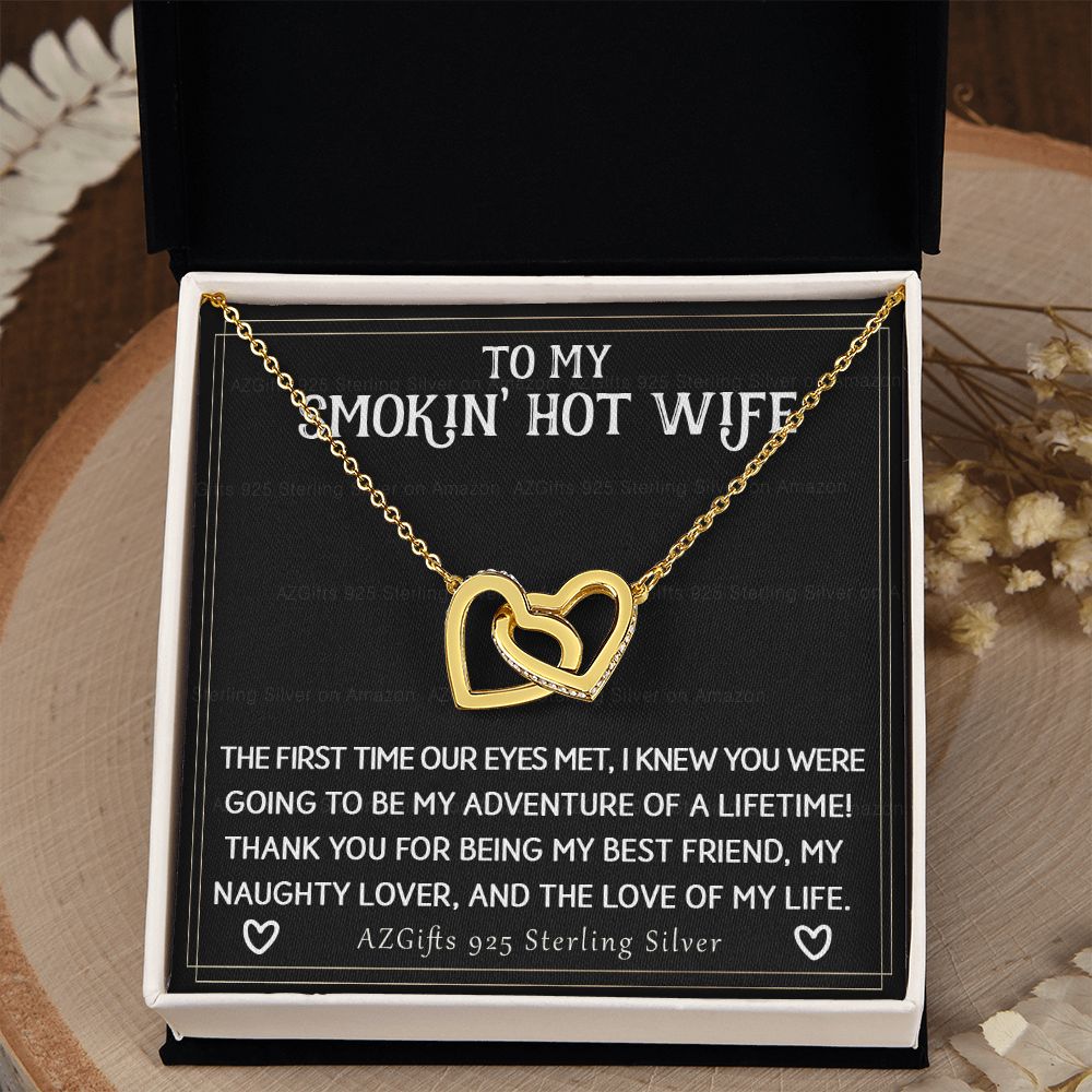 To My Smokin' Hot Wife Necklace from Husband Jewelry With Box Gift for Wife Pendant Jewelry Birthday Gift For Women From Men Romantic Gift For Wife Jewelry for Women 301 Interlocking Hearts Necklace