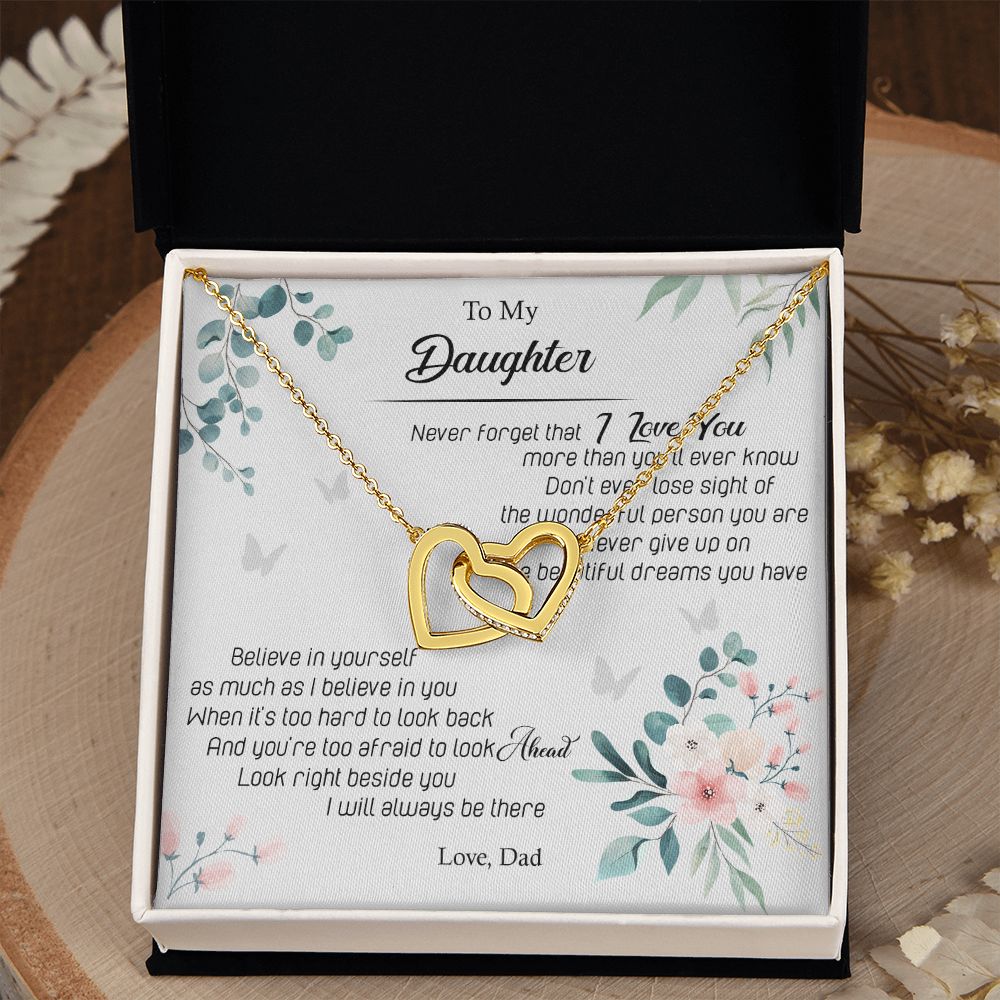Jewelry Pendant Present for Daughter, To My Daughter Gift Necklace from Mom, Mother Daughter Gift Ideas, Birthday Christmas Gift Graduation Gifts for Daughters, Mother and Daughter Necklace 20 Interlocking Hearts Necklace