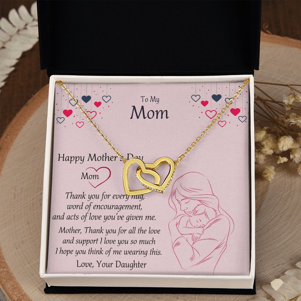 Mom Necklace Gifts for Mom from Daughter to Mom Gifts for Mothers Day from Daughter, To My Mom Necklace from Daughter to Mom Birthday Gifts Necklace with Message Card and Gift Box10 Interlocking Hearts Necklace