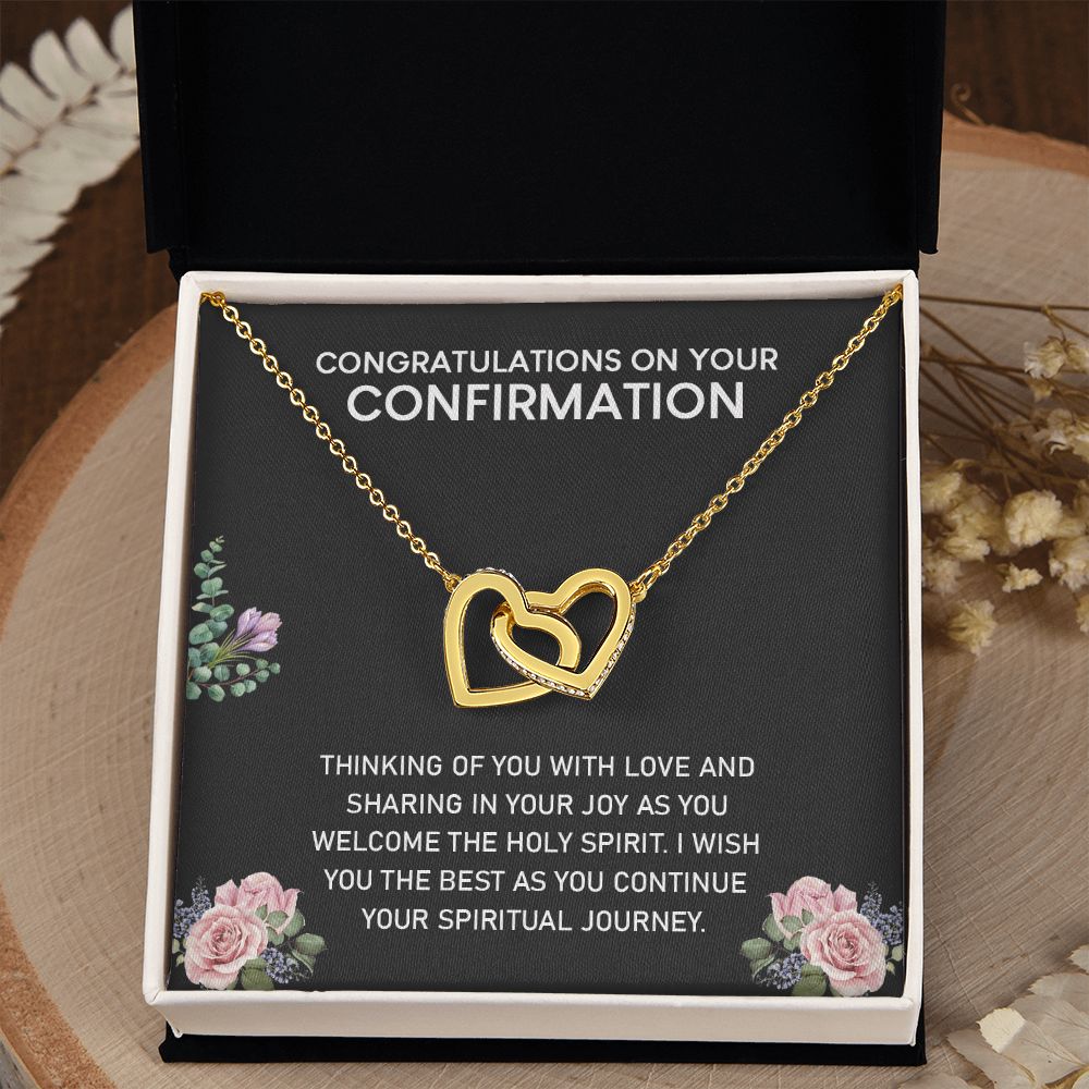 Congratulations On Your Confirmation Love Knot Necklace, Confirmation Gift Interlocking Hearts Necklace