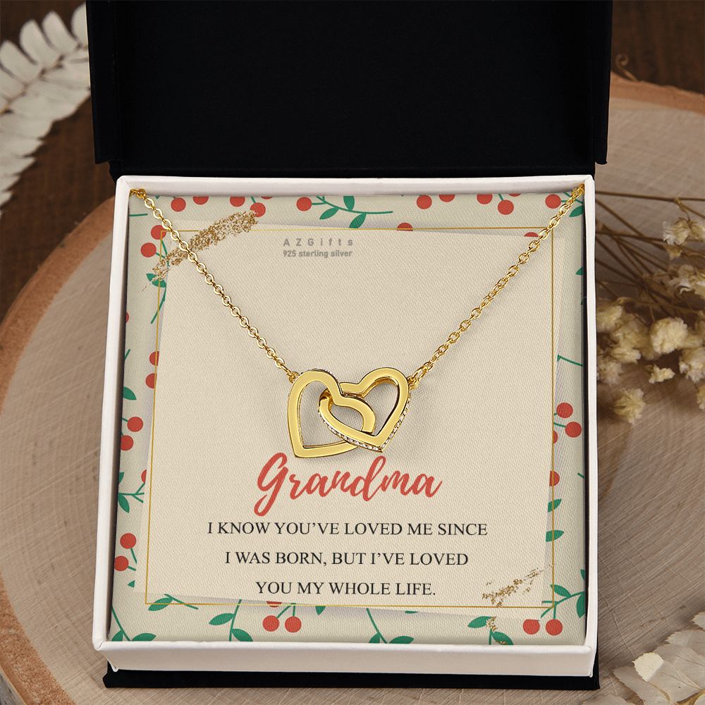 To My Grandma Necklace, Gift for Grandmother Necklace, Mothers Day Gift For Grandma Nana, Grandma Jewelry From Grandchildren GrandKids , Jewelry Box Gift For Grandma Grandmother15 Interlocking Hearts Necklace