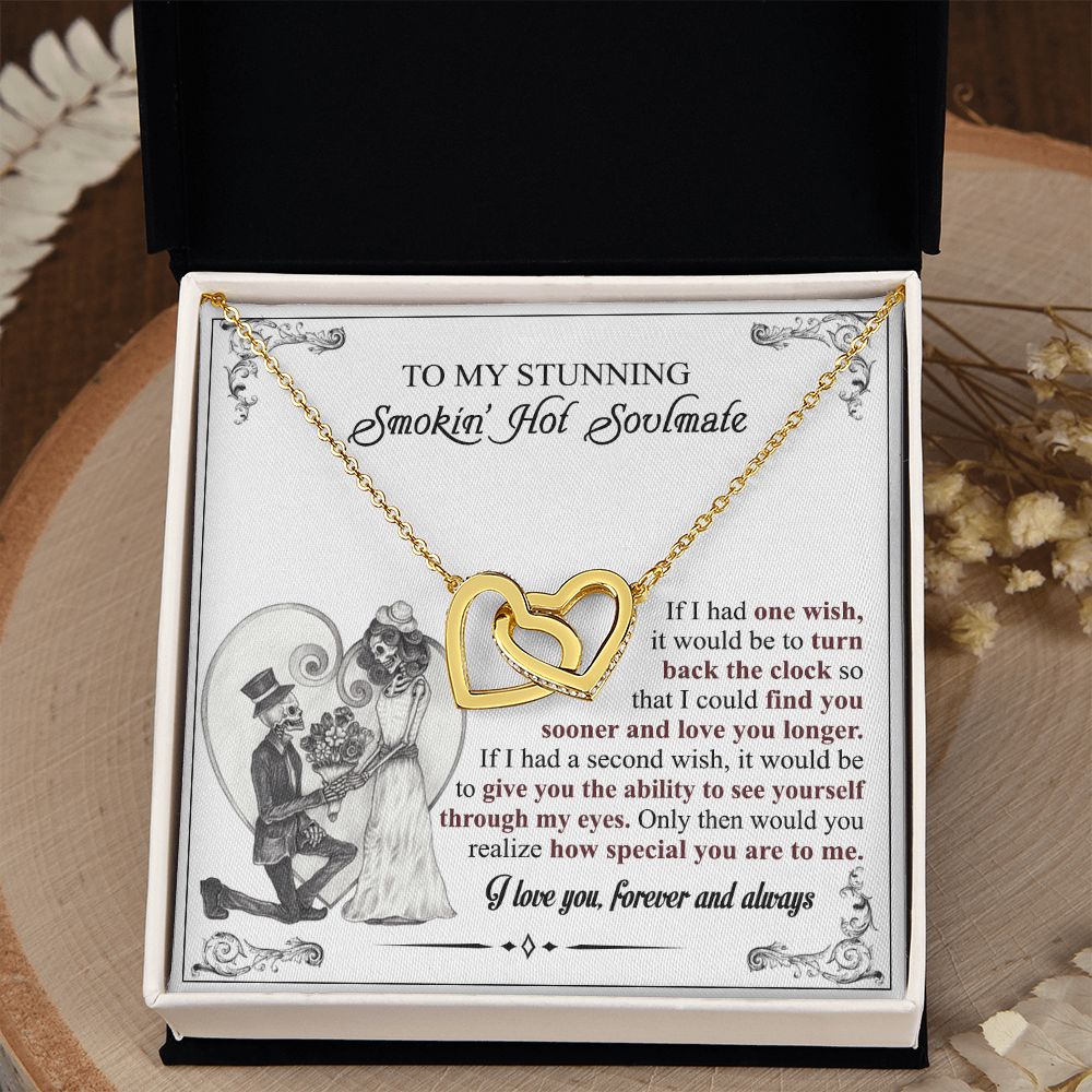 To My Soulmate Necklace for Women Birthday Valentines Day Jewelry Gifts For My Wife with Message Card Box Personalized Gift Present Pendant for Future Wife Soulmate Girlfriend Love 6 Interlocking Hearts Necklace