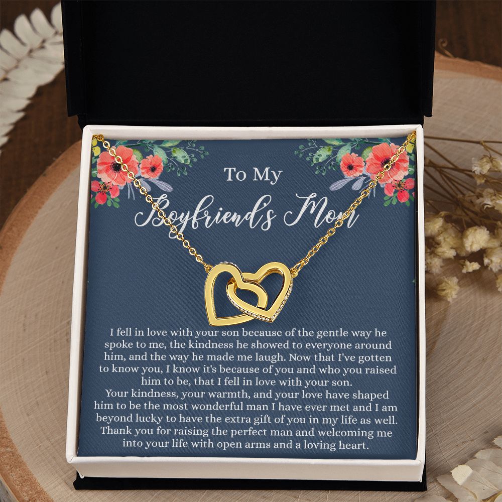To My Boyfriends Mom, Gifts For Boyfriend Mom, Boyfriends Mom Birthday Gift Idea, Boyfriend Mother Gift, Necklace for Boyfriends Mom, Mother's Day Gift Necklace for Women Interlocking Hearts Necklace