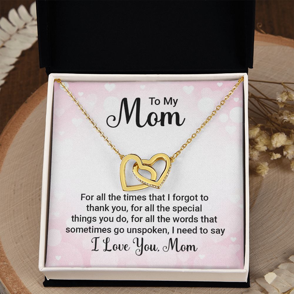 To My Mom Necklace, Gift For Mom, Mother's Day Gift from Daughter, Mom Jewelry Gift for Mothers Day, Birthday Gift for Mother, Moms Gift from Daughter Son, Necklace for Mom Mother 23 Interlocking Hearts Necklace