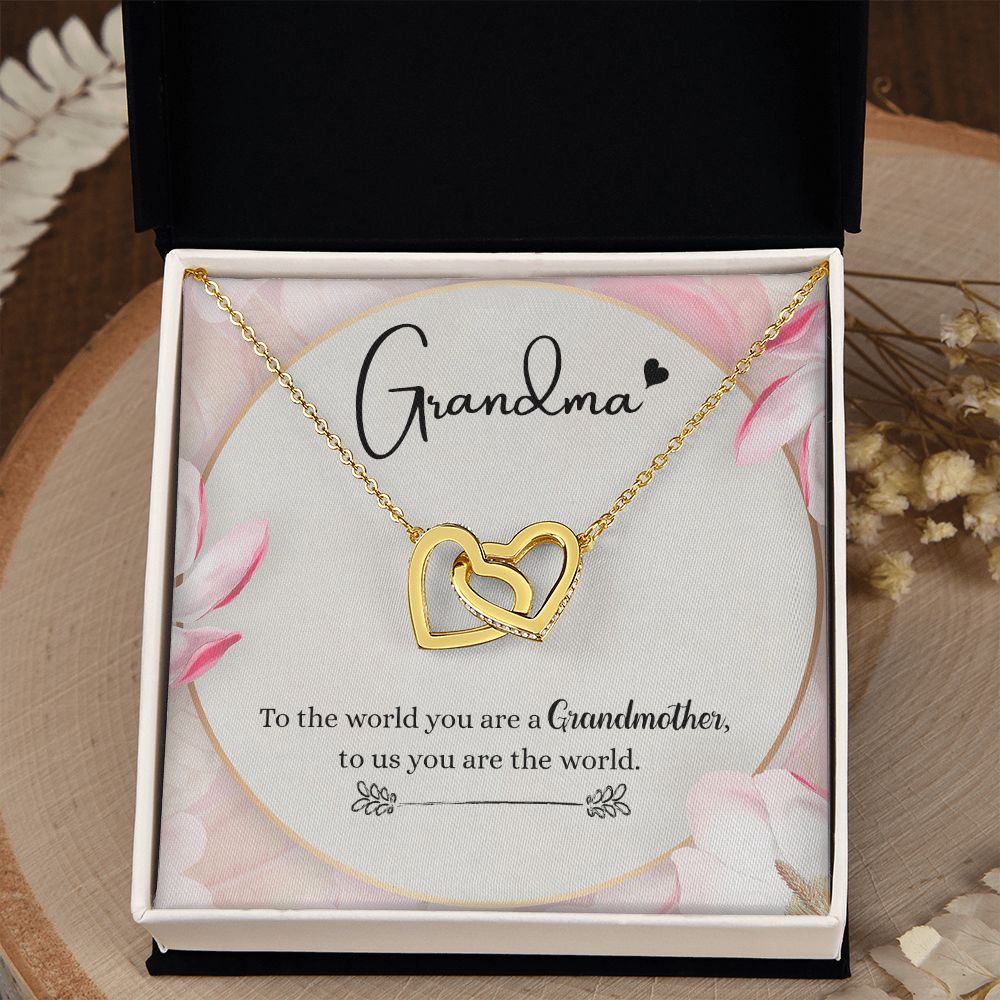 To My Grandma Necklace, Gift for Grandmother Necklace, Mothers Day Gift For Grandma Nana, Grandma Jewelry From Grandchildren GrandKids , Jewelry Box Gift For Grandma Grandmother8 Interlocking Hearts Necklace