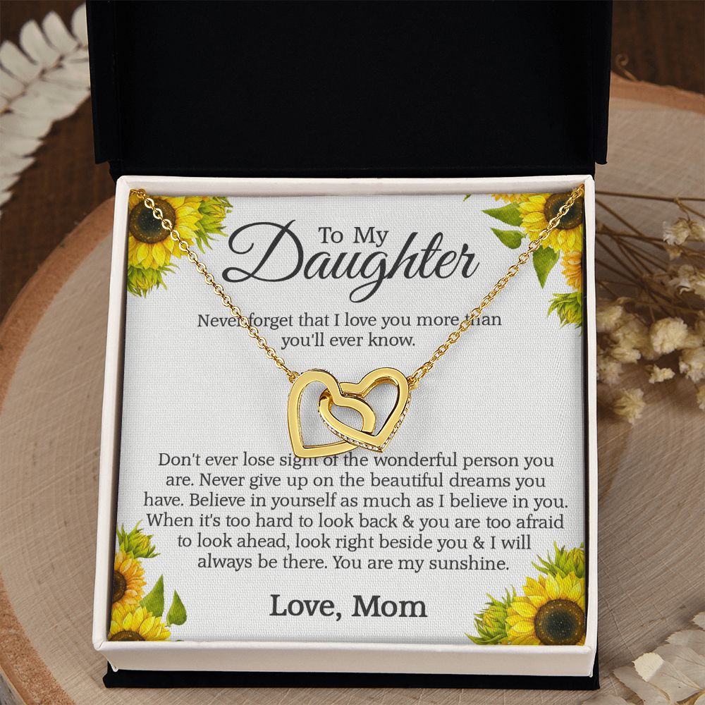 Mother Daughter Gift Ideas, To My Daughter Gift Necklace from Mom, Jewelry Pendant Present for Daughter, Birthday Christmas Gift Graduation Gifts for Daughters, Mother and Daughter Necklace 2132 Interlocking Hearts Necklace