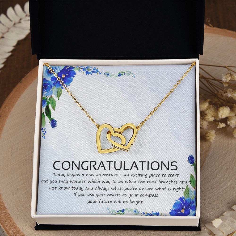 Graduation Compass Necklace - Perfect gift to say congratulations to high school Congrats Graduation Pendants Gift For Daughter, Granddaughter, Niece, Sister Interlocking Hearts Necklace