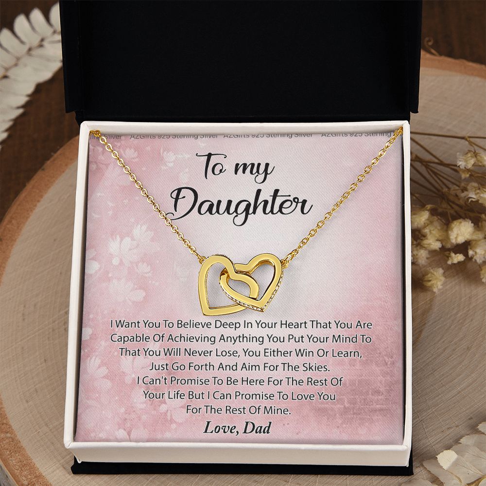 To My Daughter Necklace Gift From Mom I Love You Forever and Always Hearts Necklace For Daughter Present for Birthday Anniversary Christmas Valentine's Day Interlocking Hearts Necklace