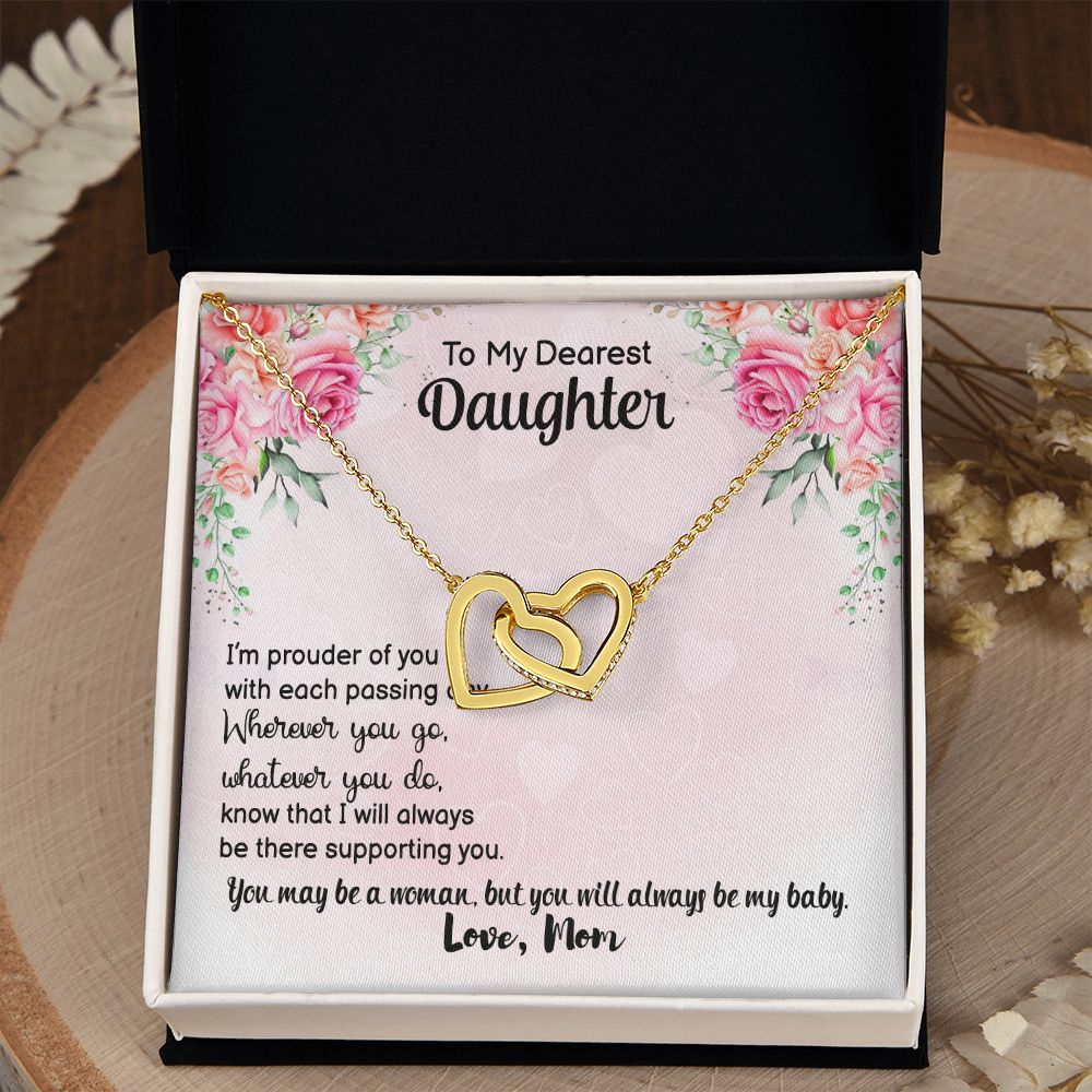 To My Daughter Necklace Gift from Mom, Mother and Daughter Jewelry Necklace for Girls, Mother Daughter Gift Ideas, Jewelry Pendant Necklace Interlocking Hearts Necklace