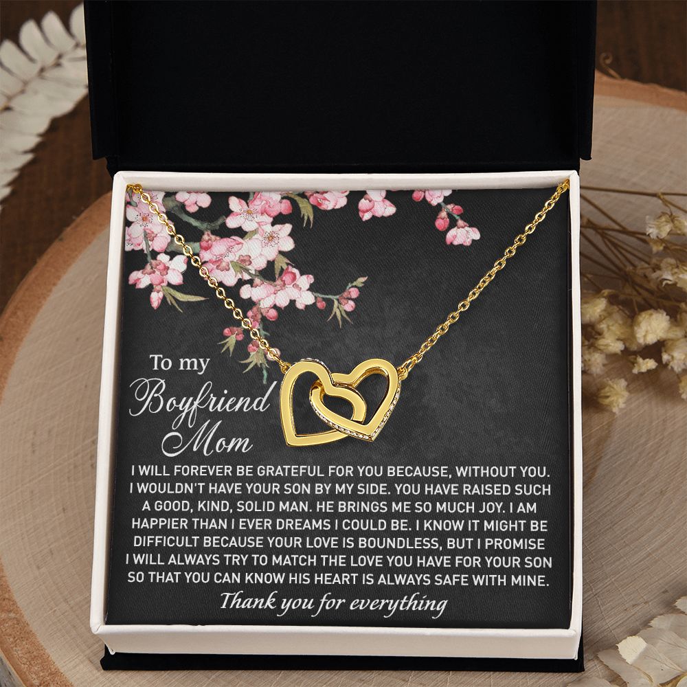To My Boyfriend's Mom Necklace I Will Forever Be Grateful for You Love Knot Pendant Jewelry For Fiancé's Mom From Future Daughter In Law Interlocking Hearts Necklace
