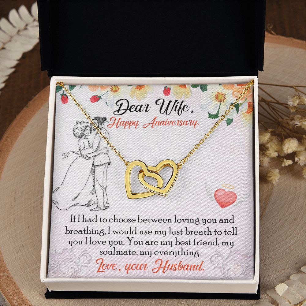 To My Wife Necklace from Husband, Personalized Necklace for Women, Luxury Necklace for Wife from Man Men, Wedding Anniversary Present For Wife, Beautiful Wife Jewelry Christmas Birthday Gift For Wife13 Interlocking Hearts Necklace