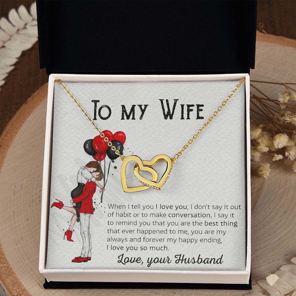 Birthday Gifts For Wife, Necklace Gifts For Wife From Husband, To My Wife Jewelry For Women , To My Wife Necklace  from Husband Wedding Anniversary Present For Wife, Beautiful Wife Jewelry Christmas 7 Interlocking Hearts Necklace