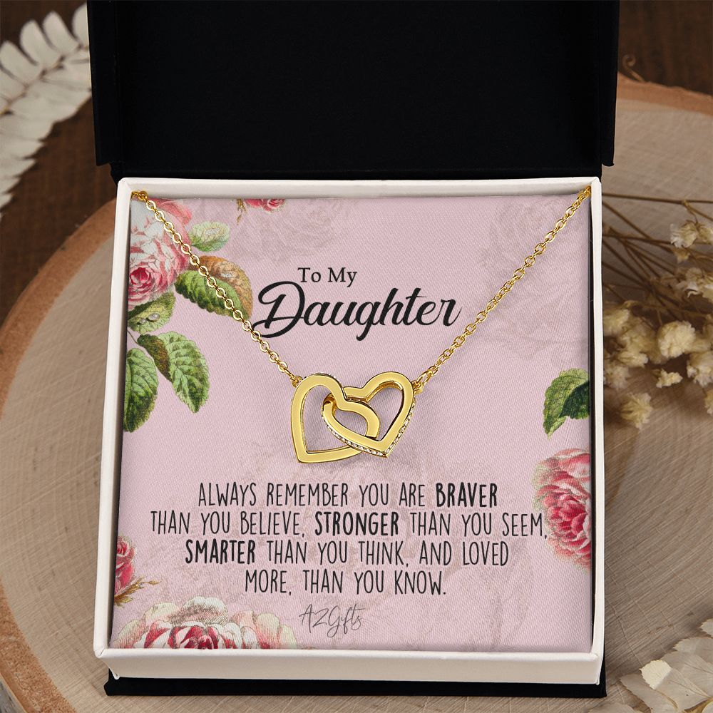To My Daughter Gift Necklace from Mom, Mother and Daughter Necklace for Girls, Mother Daughter Gift Ideas, Jewelry Pendant Interlocking Hearts Necklace