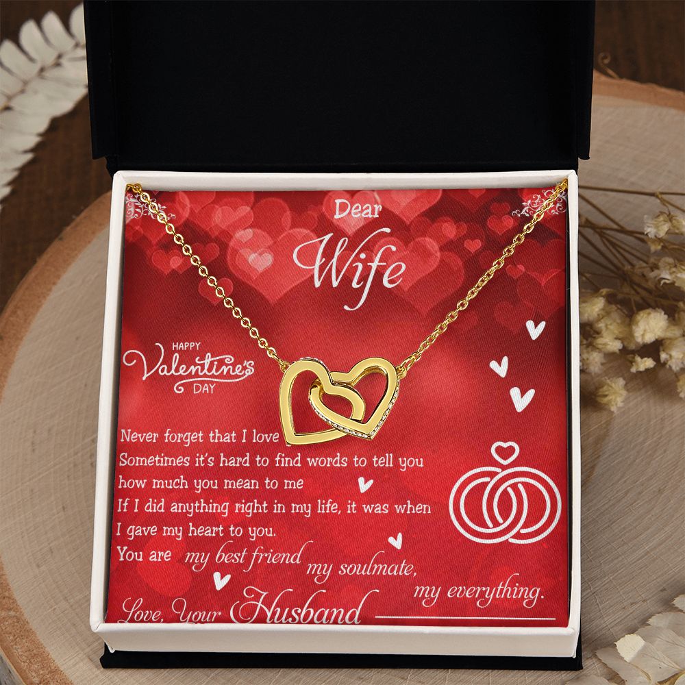 To My Wife Necklace, Wedding Anniversary Jewelry For Women, Necklace For Wife from Husband, Gift For Wife Birthday Gifts From Husband Necklace, Jewelry With Message Card In A Gift Box4 Interlocking Hearts Necklace