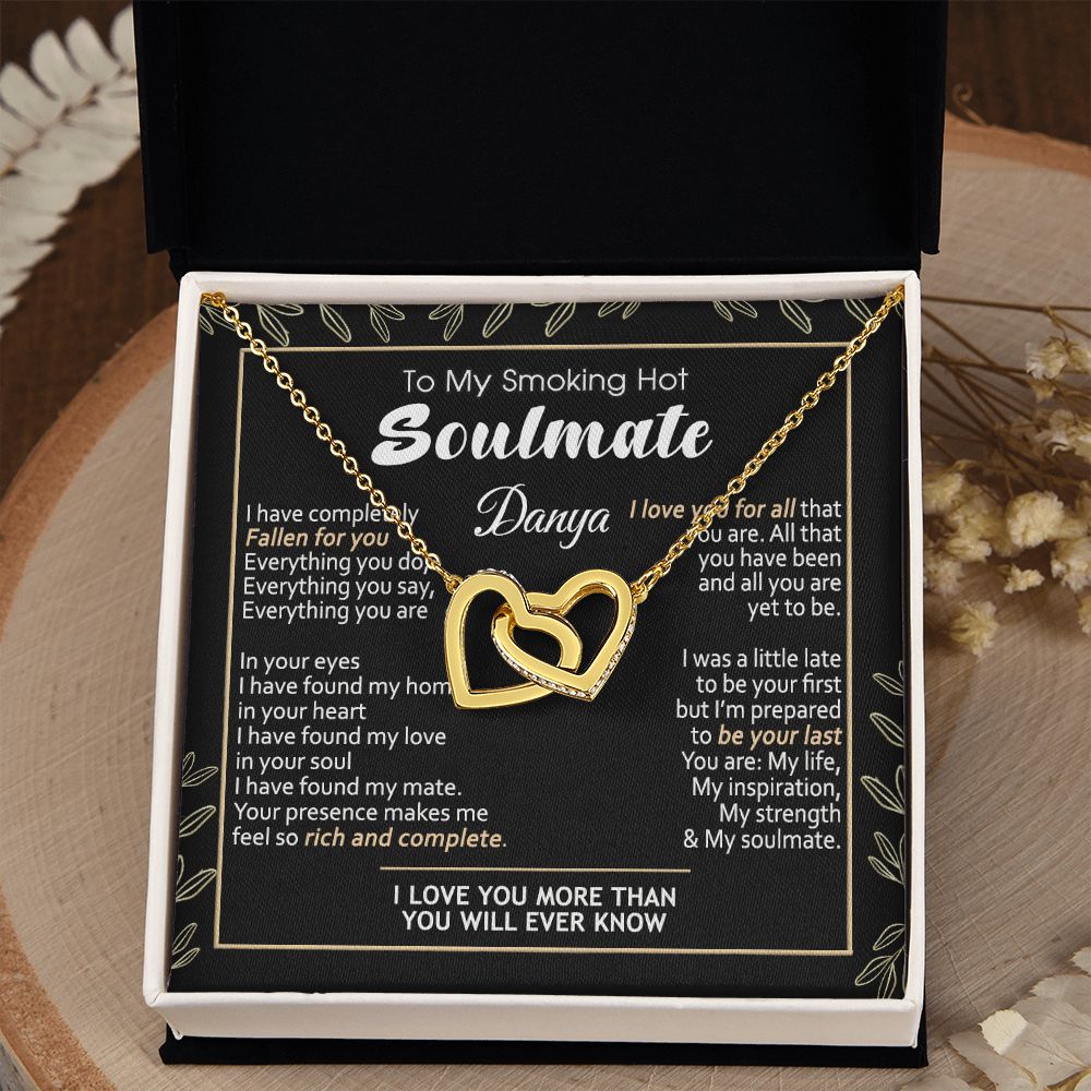 To My Smokin Hot Soulmate Necklace - Wife Gifts From Husband To My Wife Necklace, Gift for Her Romantic, Girlfriend Gifts Necklace for Wife from Men Includes Message Card and Gift Box 7 Interlocking Hearts Necklace