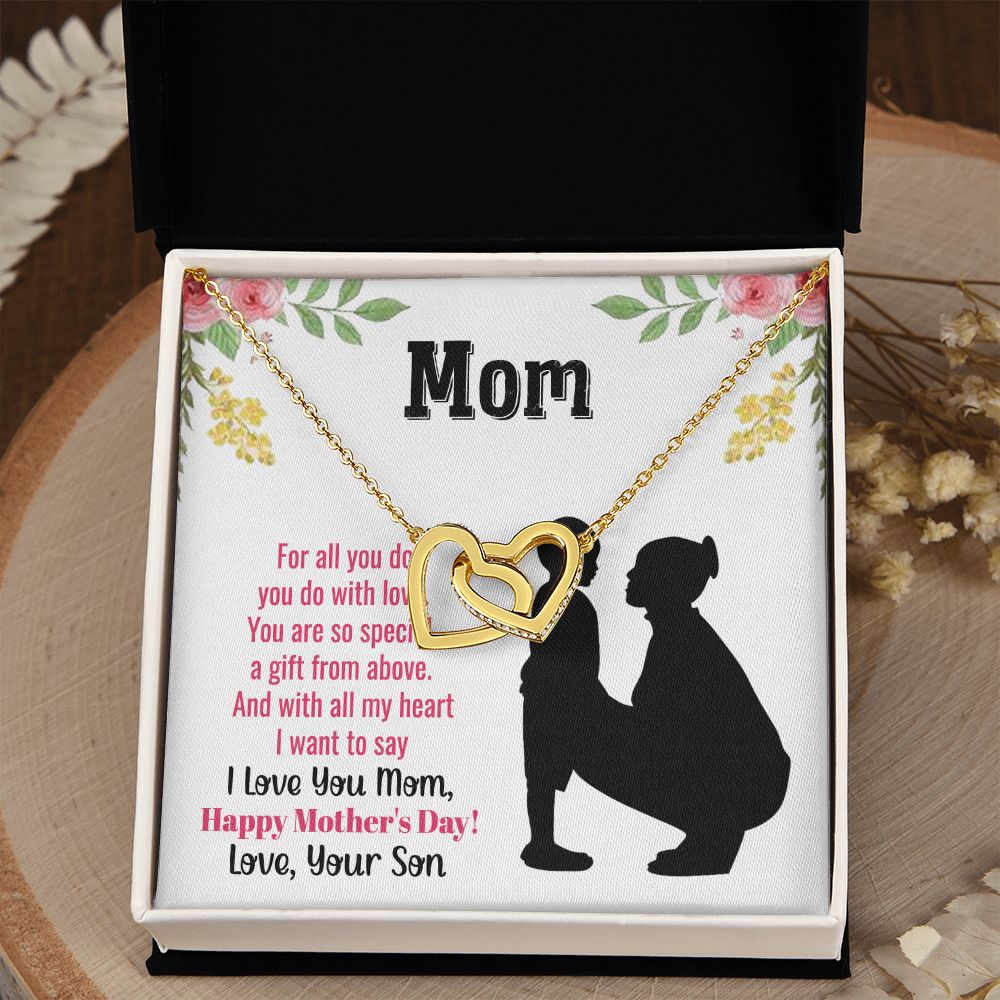 To My Mom Necklace, Gift For Mom, Mother's Day Gift from Daughter, Mom Jewelry Gift for Mothers Day, Birthday Gift for Mother, Moms Gift from Daughter Son, Necklace for Mom Mother22 Interlocking Hearts Necklace