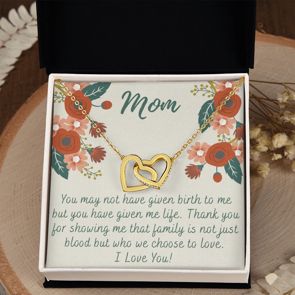 To My Mom Love Knot Necklace Gift for Stepmom Birthday Present Idea for Mother Interlocking Hearts Necklace