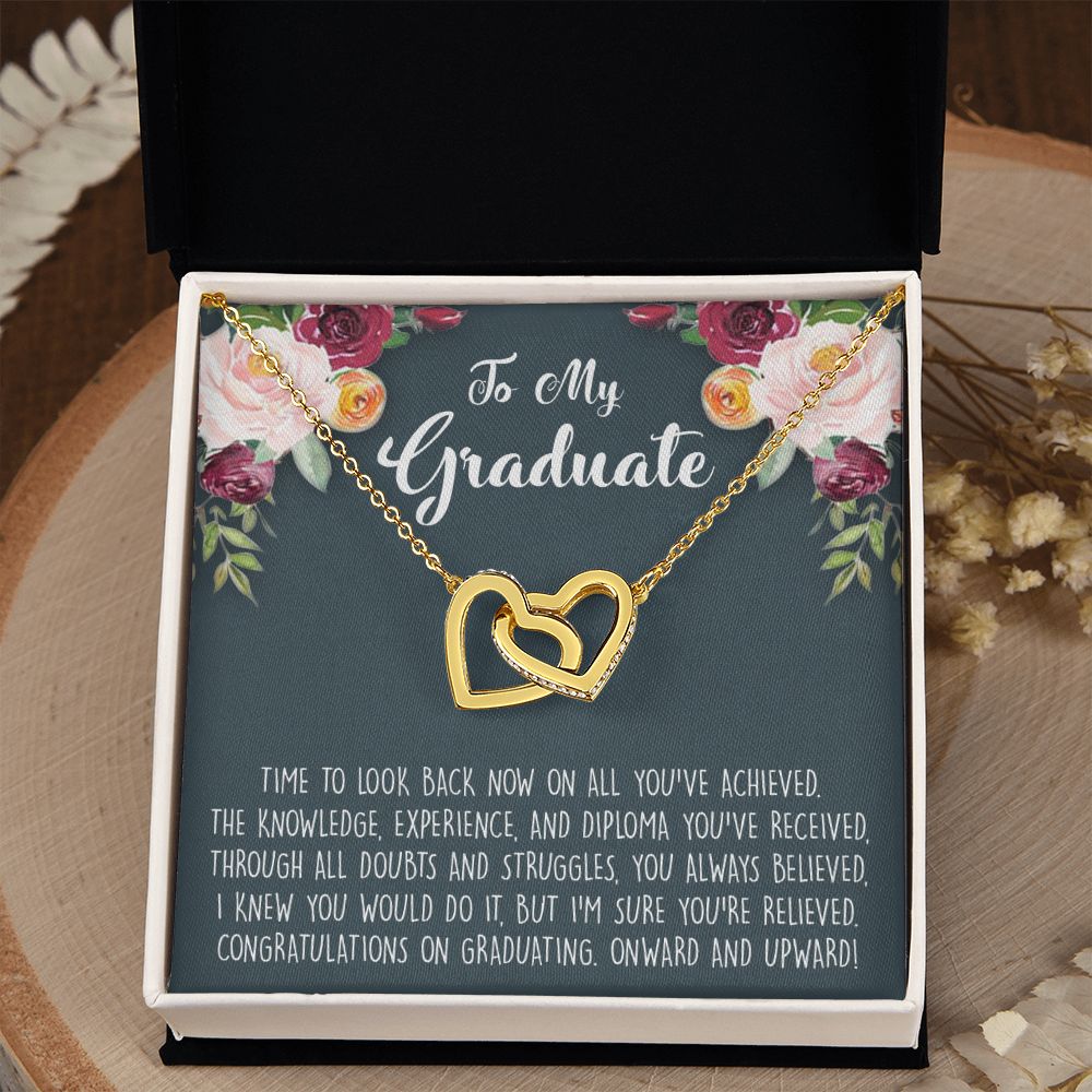 Graduation Gift Necklace for Girls Jewelry, College, High School, Elementary School, Senior Graduation Congrats Graduation Pendants Gift For Daughter, Granddaughter, Niece, Sister Interlocking Hearts Necklace
