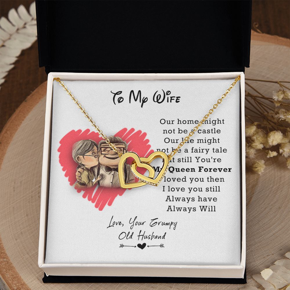 To My Wife Necklace from Husband, Personalized Necklace for Women, Luxury Necklace for Wife from Man Men, Wedding Anniversary Present For Wife, Beautiful Wife Jewelry Christmas Birthday Gifts For Wife3 Interlocking Hearts Necklace