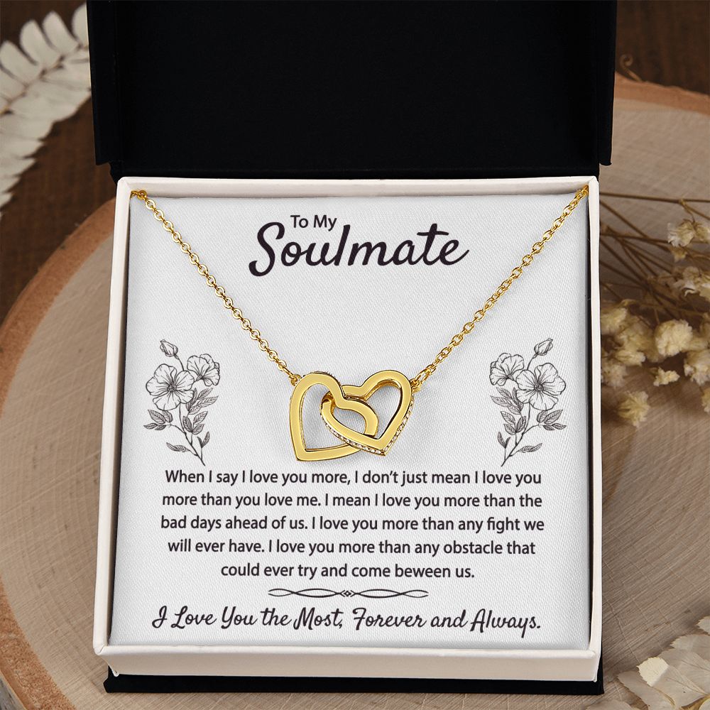 To My Soulmate Necklace for Women Birthday Christmas Jewelry Gifts For My Wife with Message Card Box Personalized Gift Present Pendant for Future Wife Soulmate Girlfriend Love 9 Interlocking Hearts Necklace